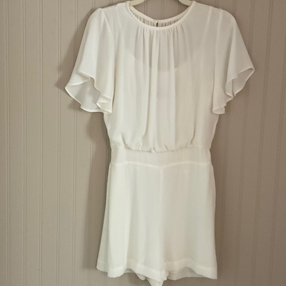 White House Black Market White Flutter-Sleeve Romper